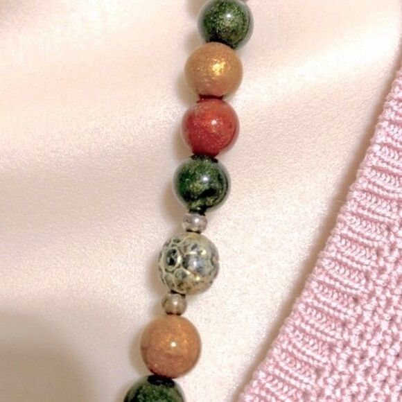 Rainbow Necklace Bead Colorful Necklace Silver Accents with Clasp Closure - Picture 7 of 9